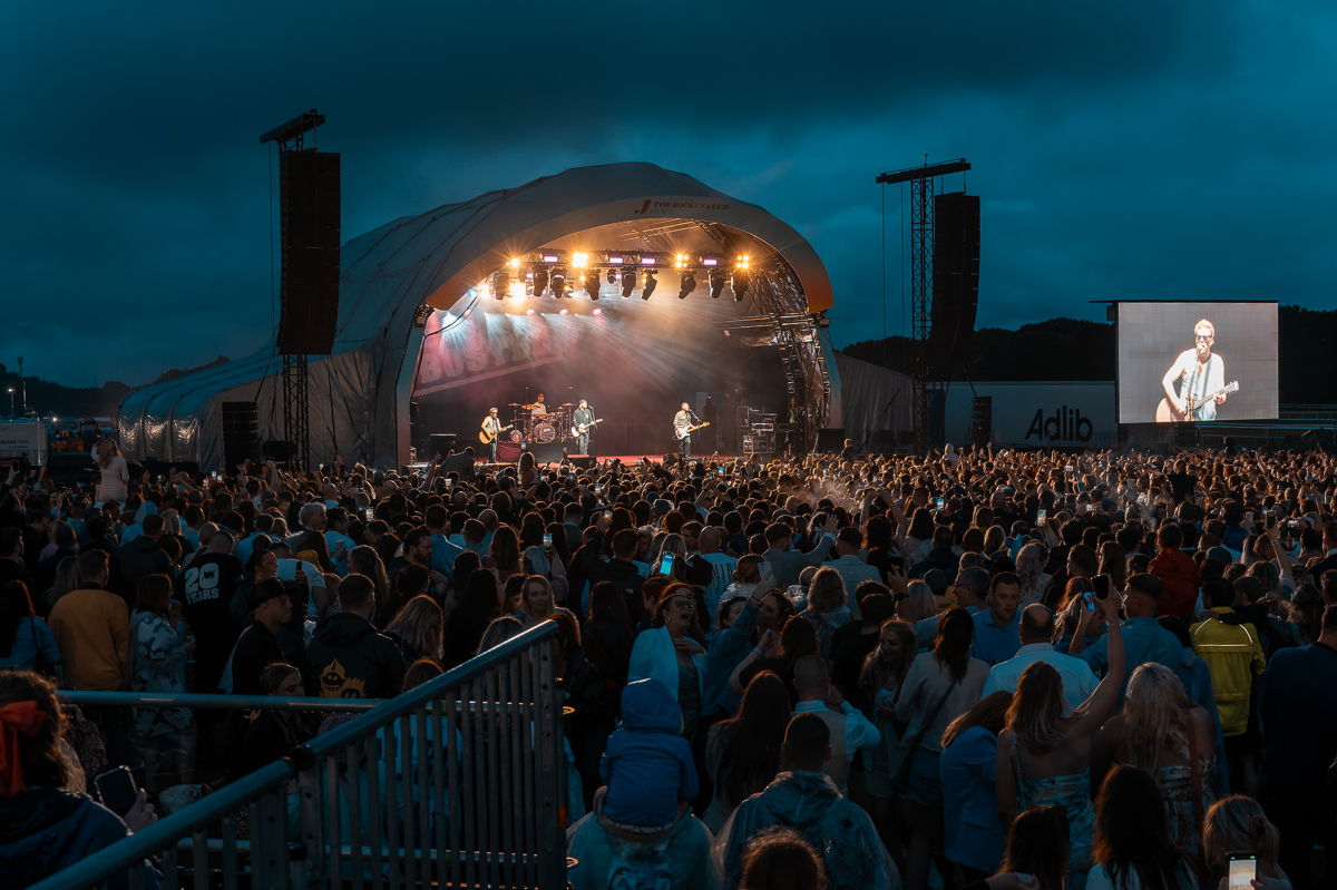 The Haydock Park crowd enjoys the Busted concert. Picture: Mark Ellis